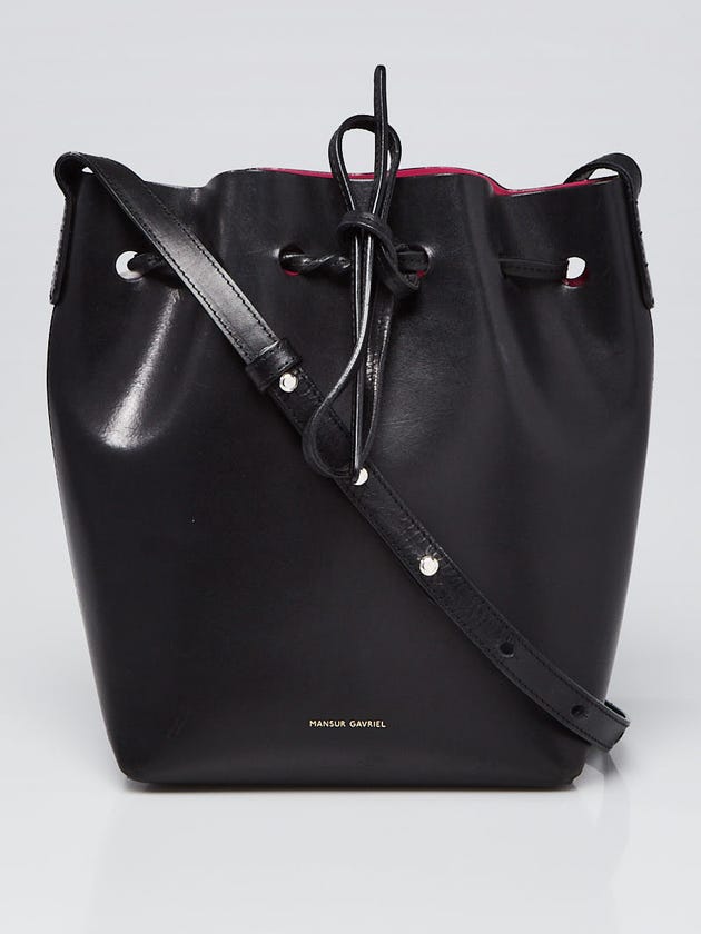 Mansur Gavriel Black/Dolly Vegetable Tanned Leather Mini Bucket Bag