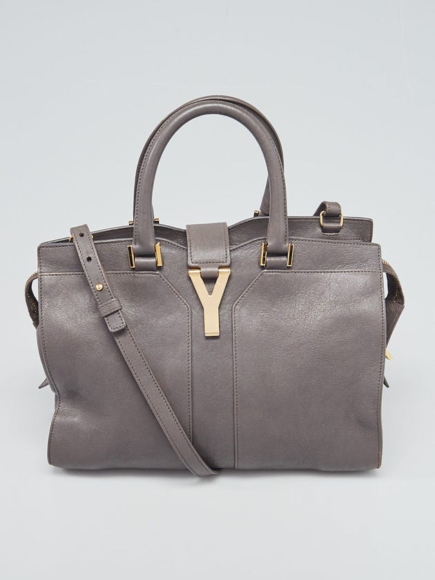 Yves Saint Laurent Grey Calfskin Leather Small Cabas ChYc Bag