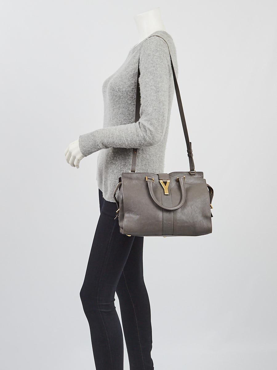Yves Saint Laurent Grey Calfskin Leather Small Cabas ChYc Bag
