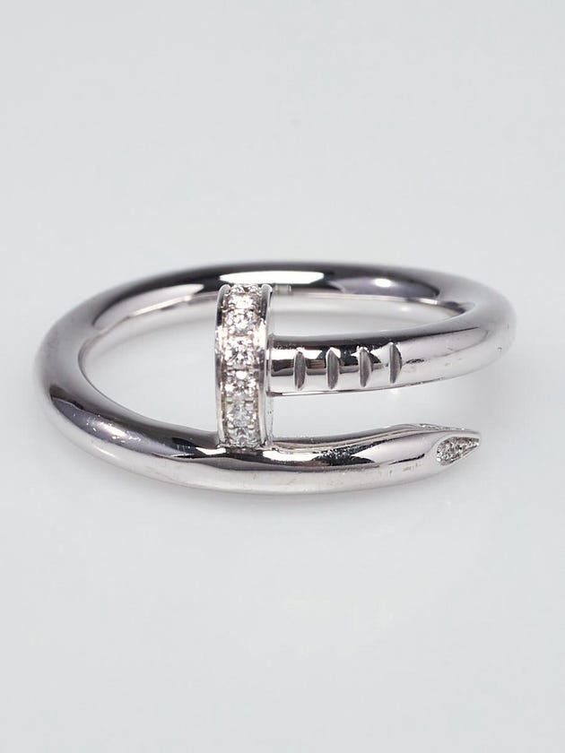 Cartier 18k White Gold and Diamond Juste un Clou Ring Size 7.25/55