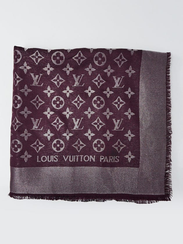 Louis Vuitton Plum Monogram Wool/Silk Shine Shawl Scarf
