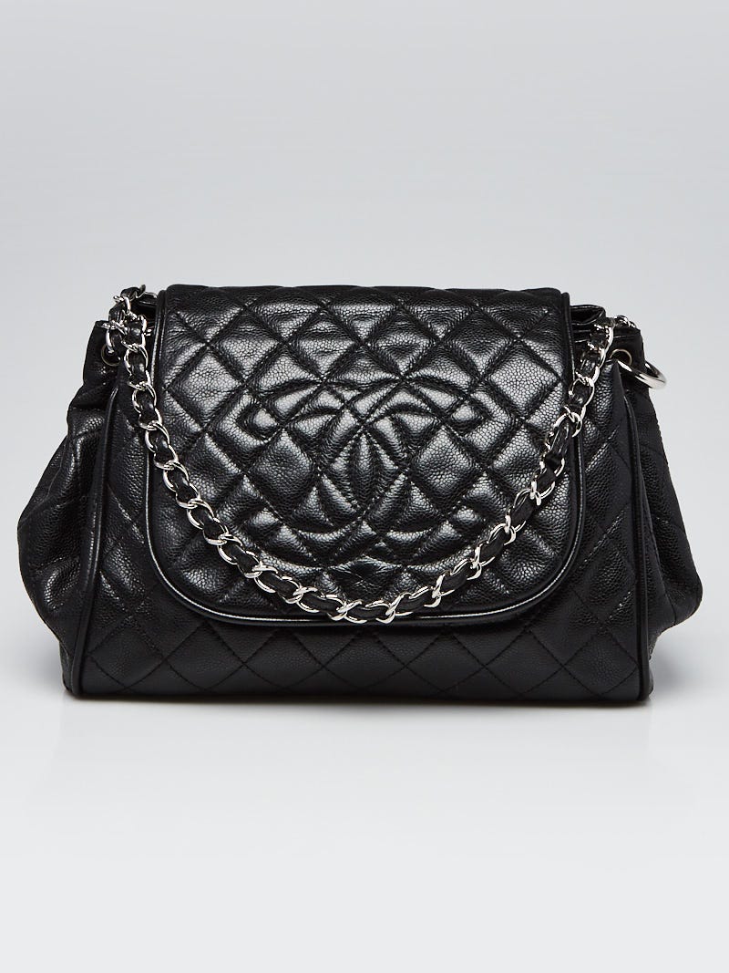 Chanel Black Quilted Caviar Leather Timeless Accordion Flap Bag