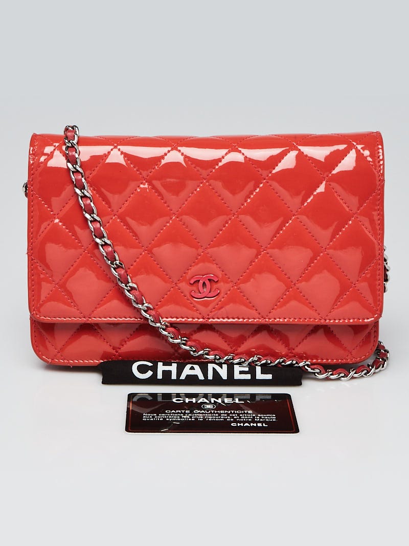 Chanel Pink Quilted Patent Leather Classic Woc Clutch Bag