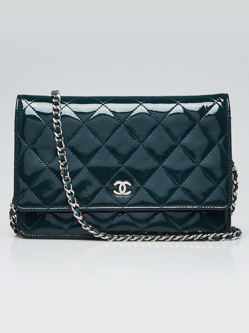 Chanel Dark Blue Quilted Patent Leather Classic WOC Clutch Bag | Yoogi ...