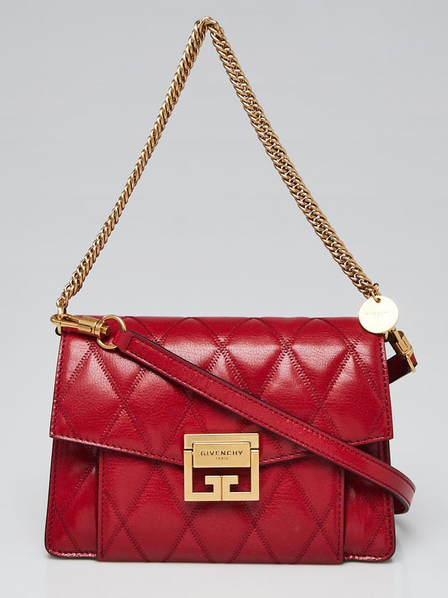 Givenchy Vermilion Quilted Goatskin Leather GV3 Small Crossbody Bag