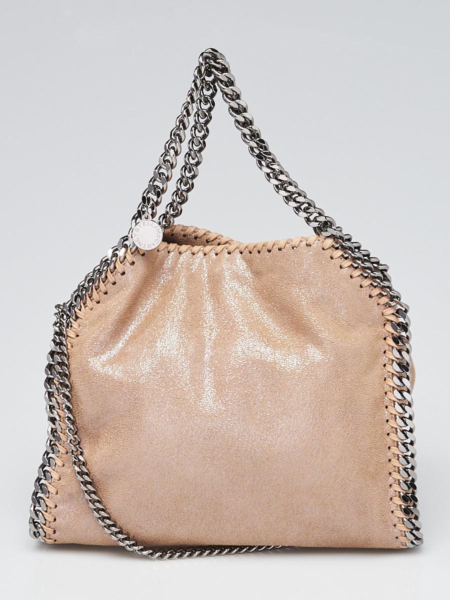 Stella McCartney Beige Metallic Faux-Leather Mini Falabella Tote Bag