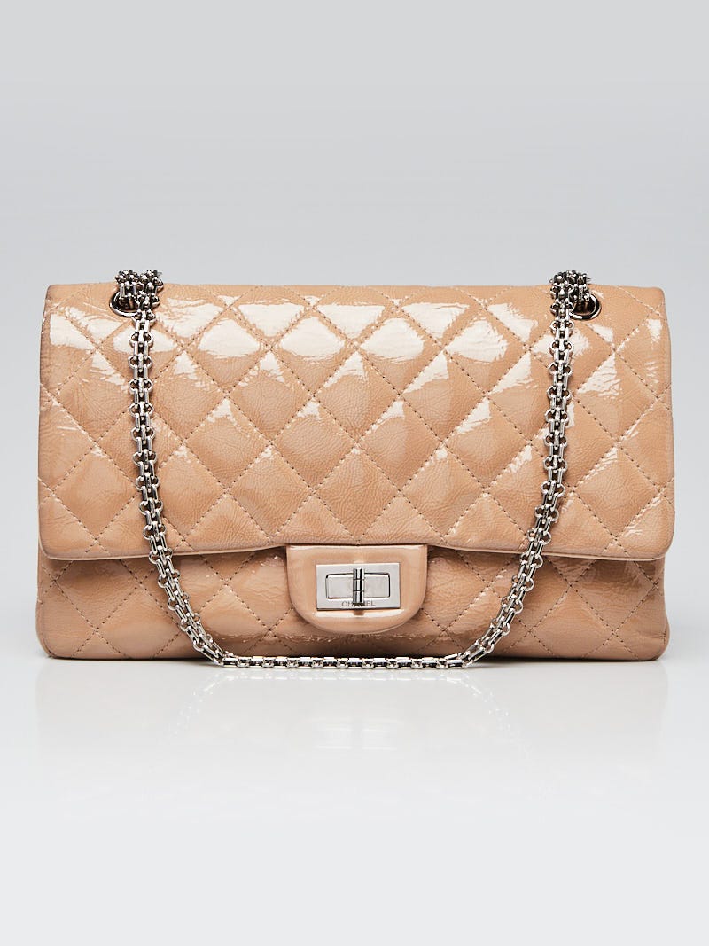 Chanel Beige 2.55 Reissue Quilted Classic Patent Leather 227 Jumbo Flap Bag  - Yoogi's Closet
