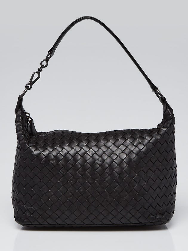 Bottega Veneta Black Intrecciato Woven Nappa Leather Small Shoulder Bag