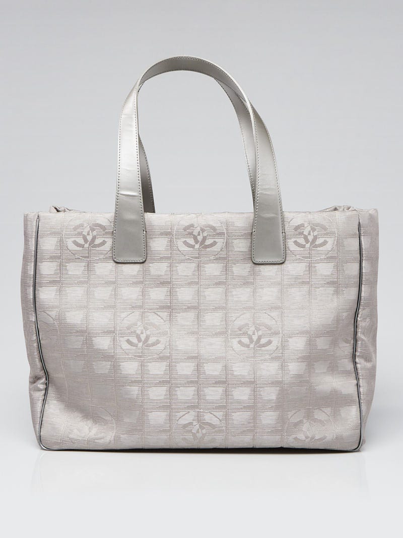 Chanel Silver Nylon CC Logo Travel Line Tote Bag - Yoogi's Closet