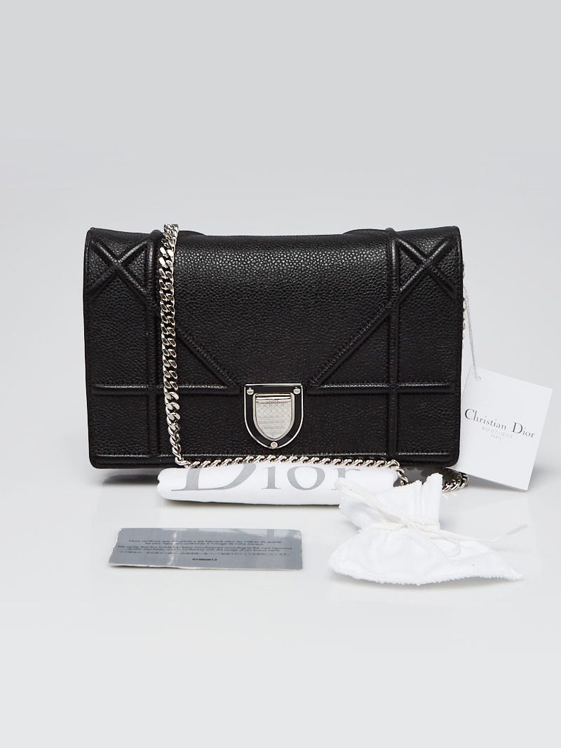 Christian Dior Black Grained Calfskin Leather Diorama Wallet on