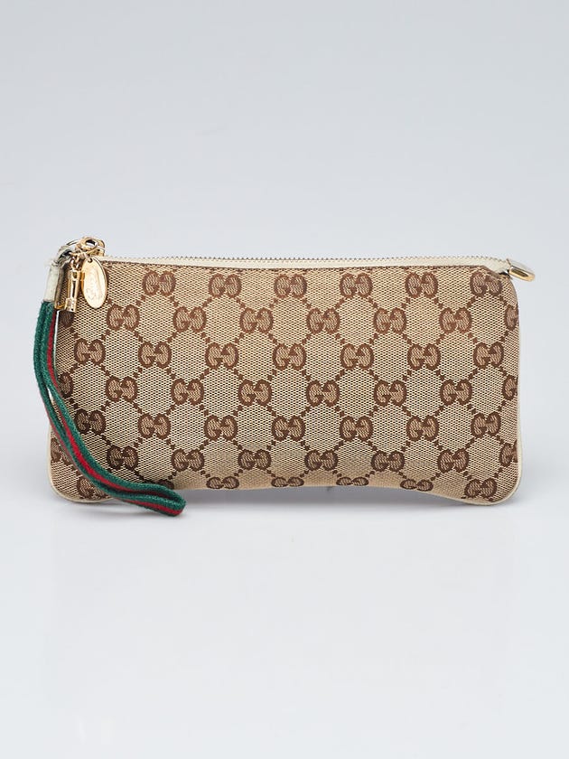 Gucci Beige/Ivory GG Canvas Jolicoeur Wristlet Pochette Bag