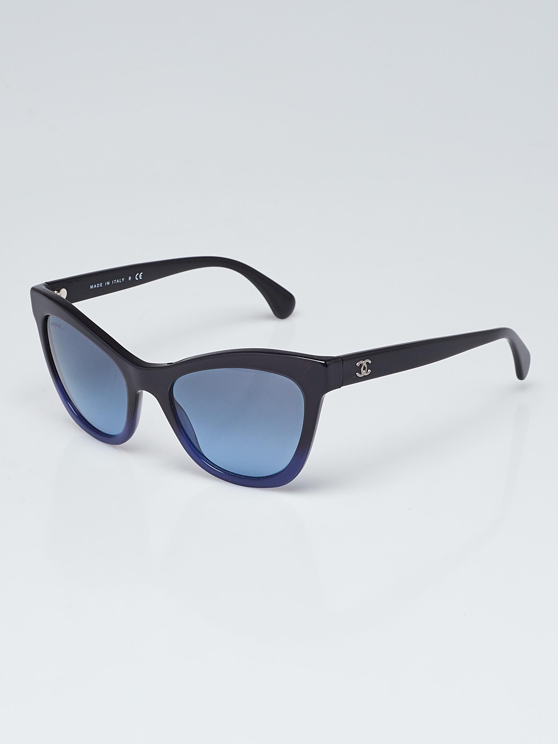 Chanel Black/Blue Gradient Acetate Cat Eye Sunglasses - 5350 - Yoogi's  Closet