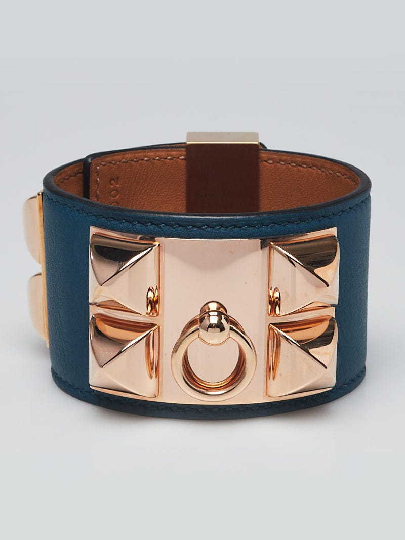 Hermes Gold Swift Leather Collier de Chien Bracelet