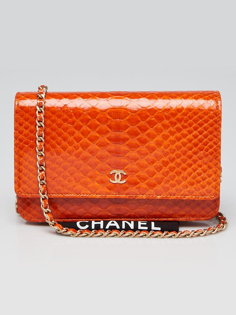 Chanel Orange Python Classic WOC Clutch Bag | Yoogi's Closet