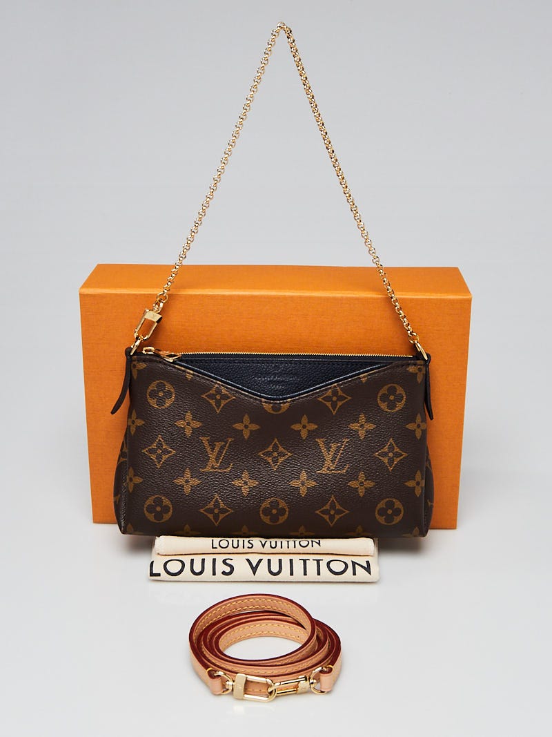 Authentic Louis Vuitton Monogram Canvas Pallas Clutch Handbag Noir