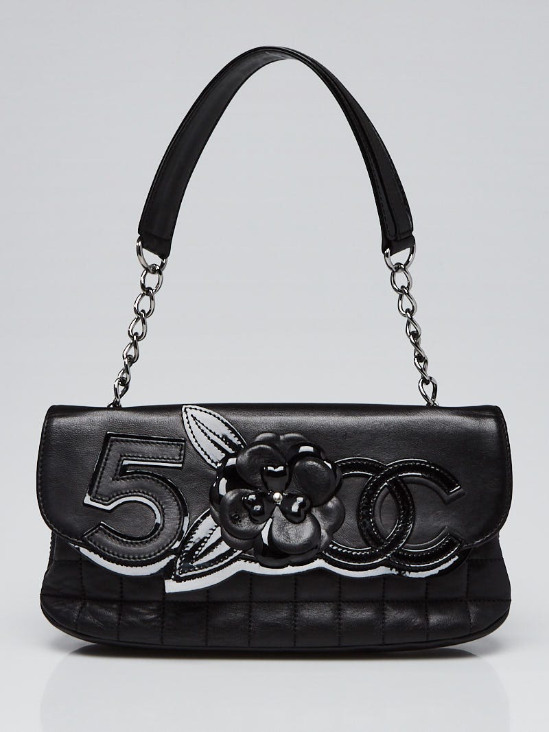 Chanel Black Quilted Lambskin Leather Camellia No. 5 Flap Shoulder Bag -  Yoogi's Closet