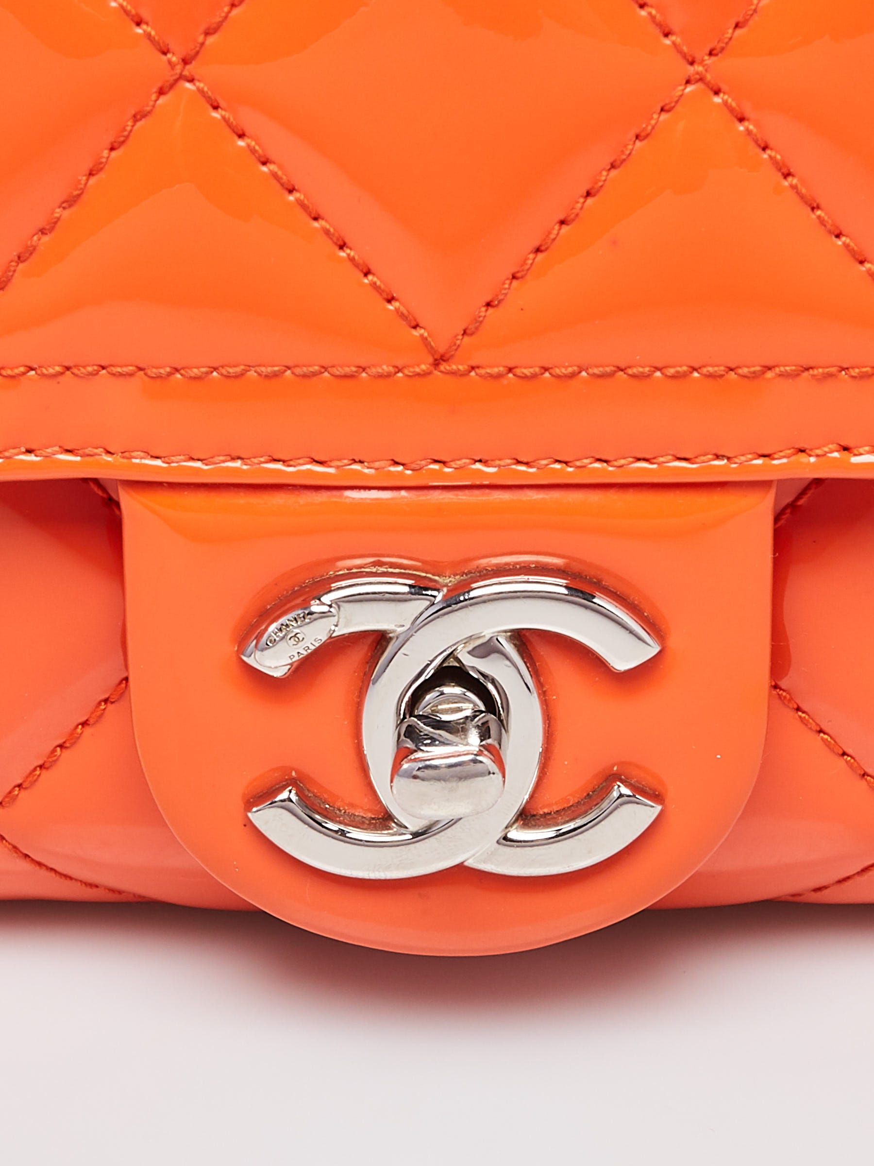 Chanel Orange Quilted Patent Leather Coco Shine Small Flap Bag - Yoogi's  Closet