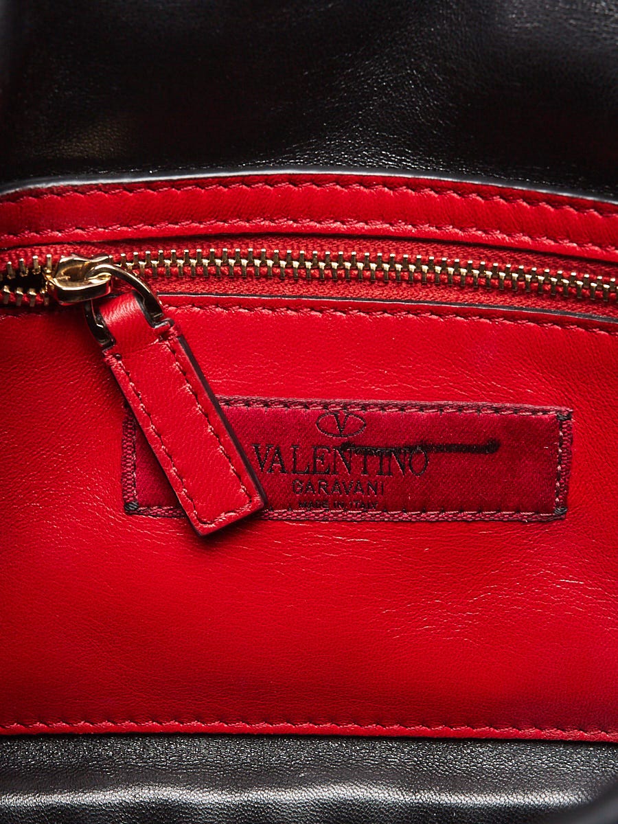 Valentino Black Quilted Suede Rockstud Spike Medium Shoulder
