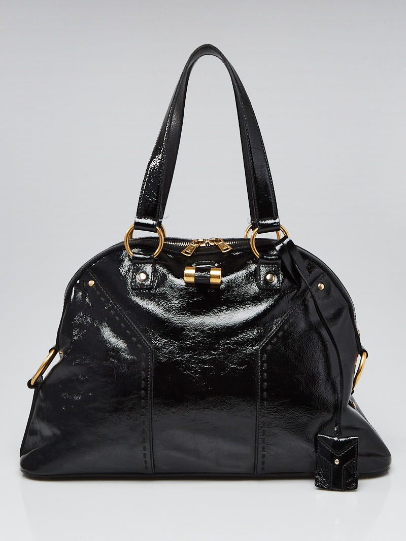 Yves Saint Laurent Black Patent Leather Large Muse Bag