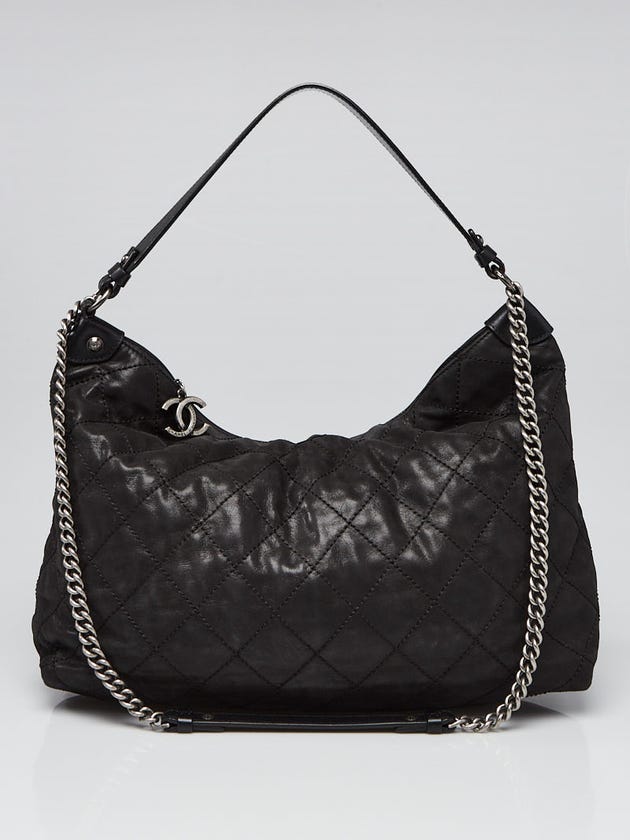 Chanel Black Quilted Iridescent Calfskin Leather Coco Daily Hobo Bag