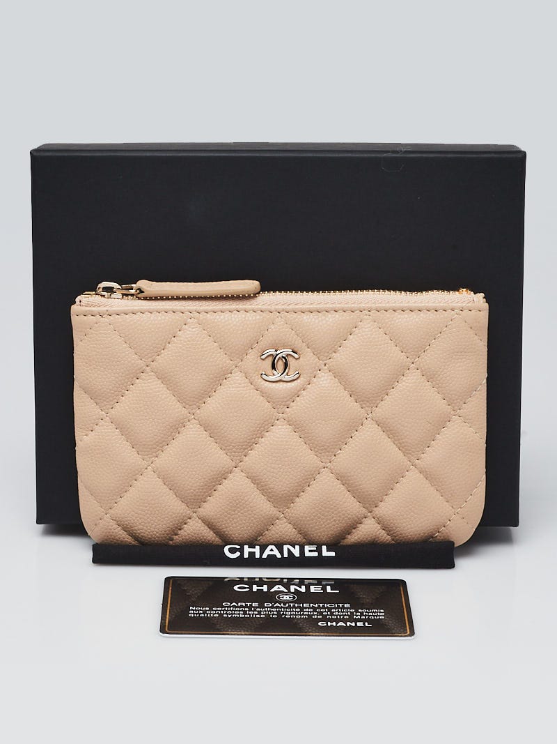 Chanel Beige Clair Quilted Caviar Leather Small O-Case Zip Pouch - Yoogi's  Closet