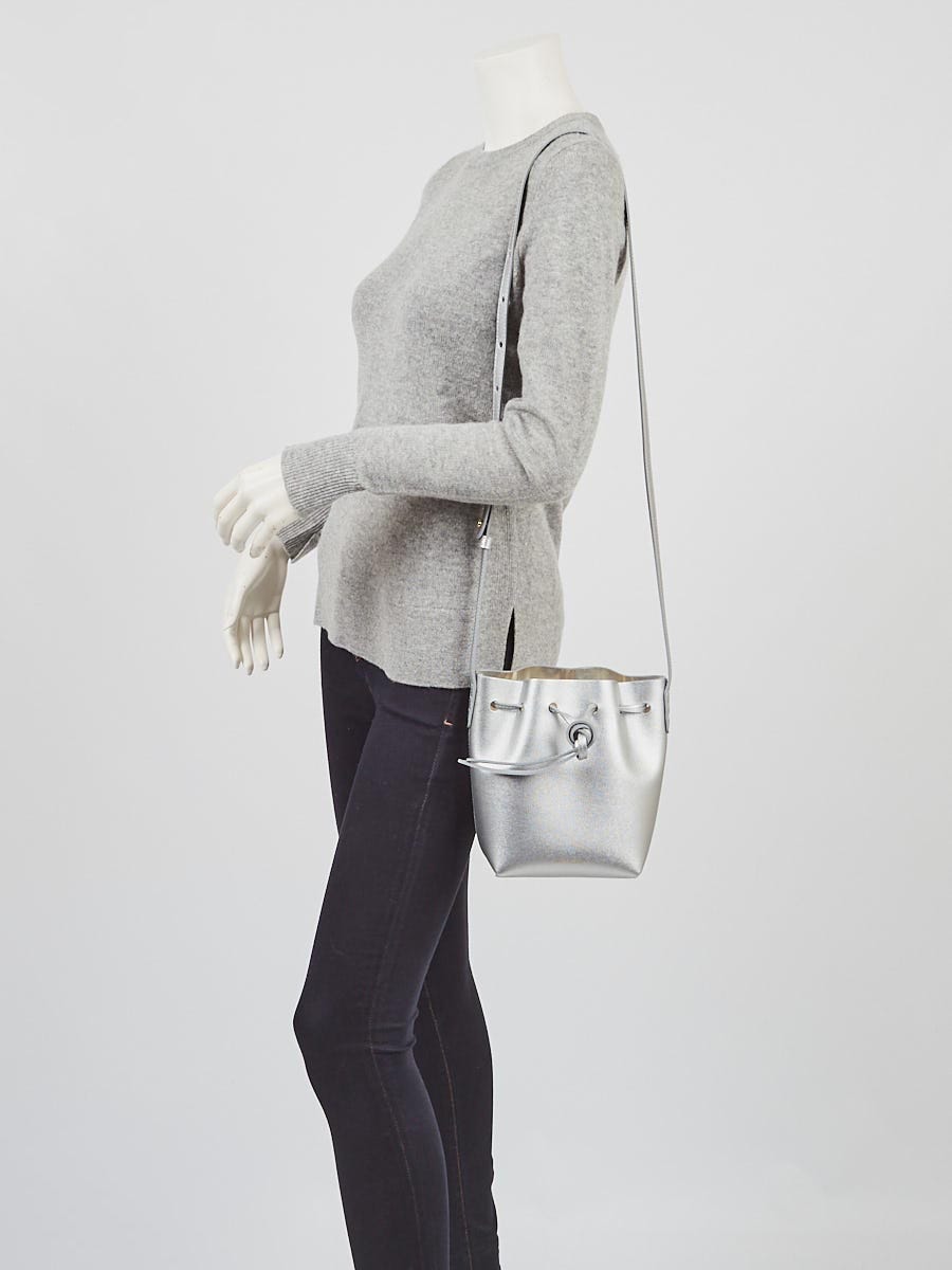 Mansur Gavriel Silver Grained Leather Mini Mini Bucket Bag