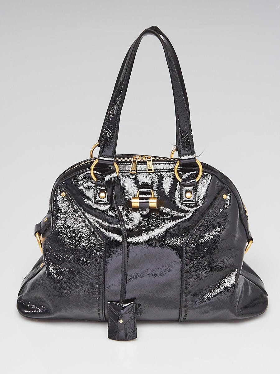 Yves Saint Laurent Black Patent Leather Large Muse Bag | Yoogi's