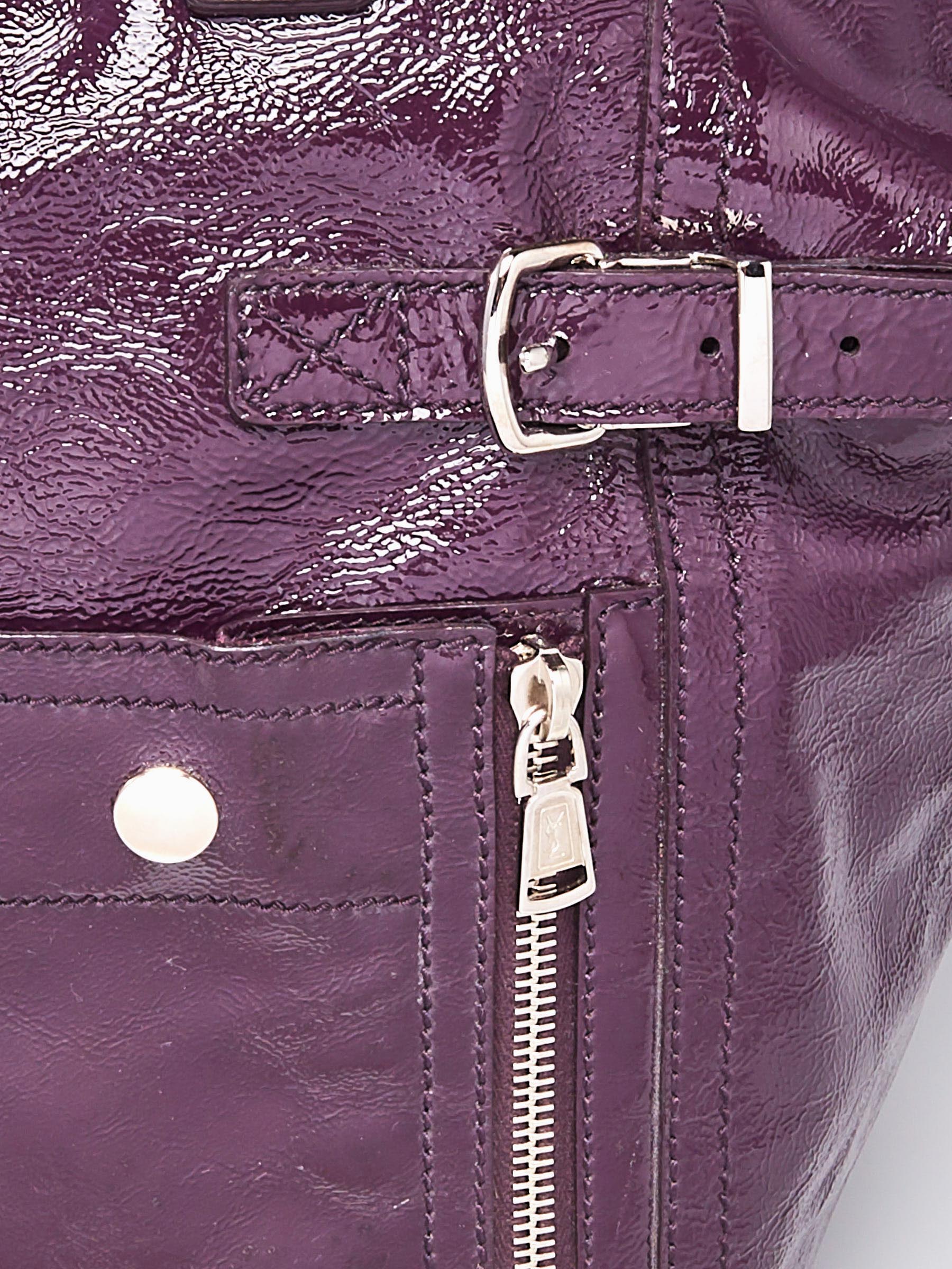 Yves Saint Laurent Dark Purple Patent Leather Large Downtown