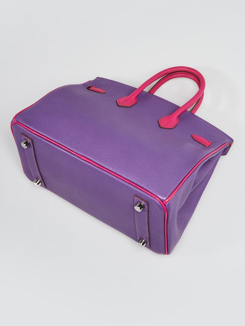 Hermes Birkin Handbag Purple Chevre Mysore with Palladium Hardware 30  Purple 221769108