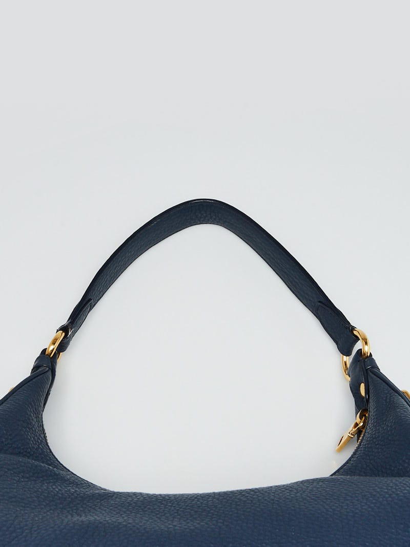 Prada Bluette Vitello Daino Leather Zip Top Hobo Bag B4311M Prada Bluette Vitello Daino Leather Zip Top Hobo Bag B4311M
