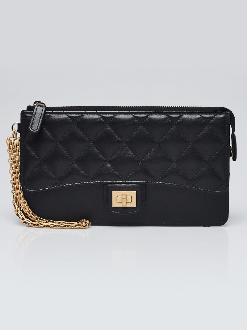 Chanel Black 2.55 Reissue Quilted Leather Chain Clutch Wallet