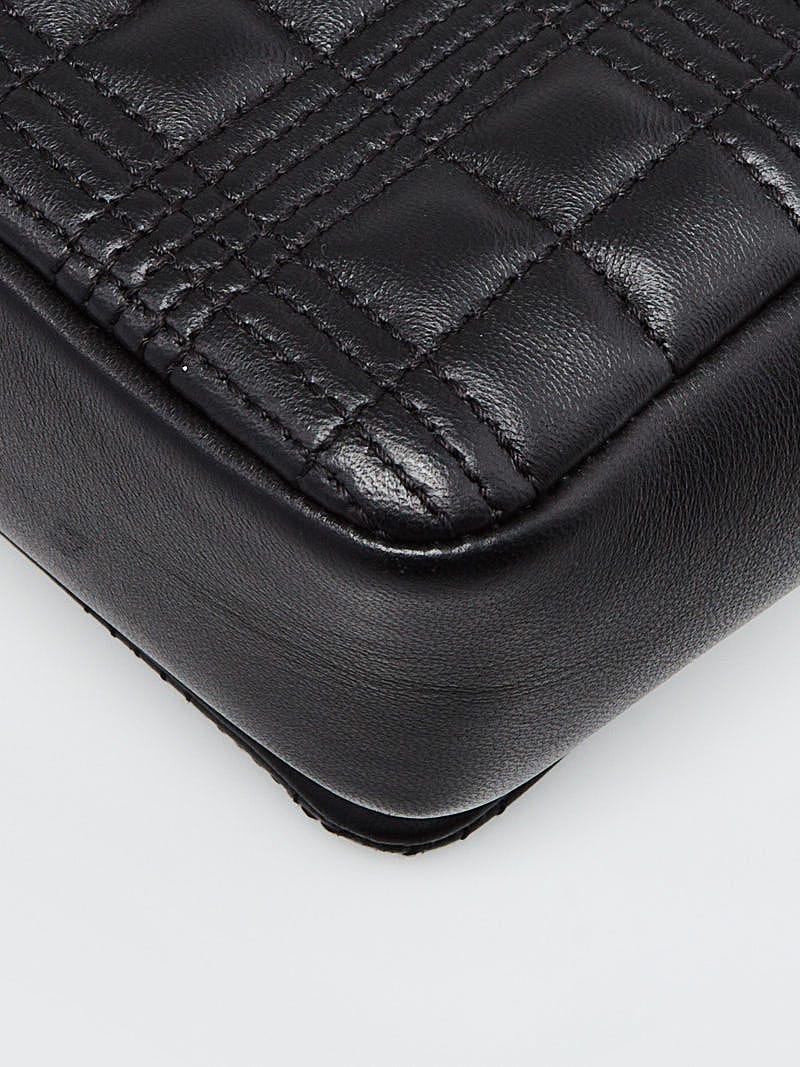 Burberry Black Leather Quilted TB Monogram Belt Bag - Yoogi's Closet