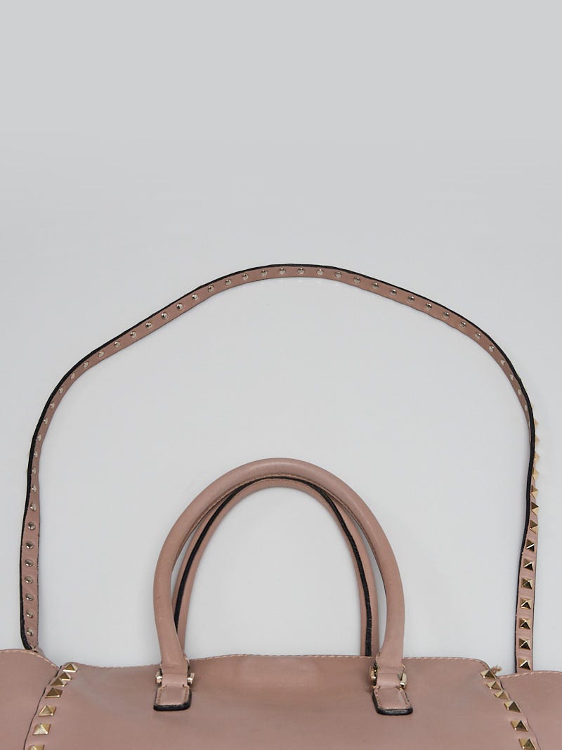 Valentino Pink Leather Rockstud Trapeze Small Crossbody Bag – On