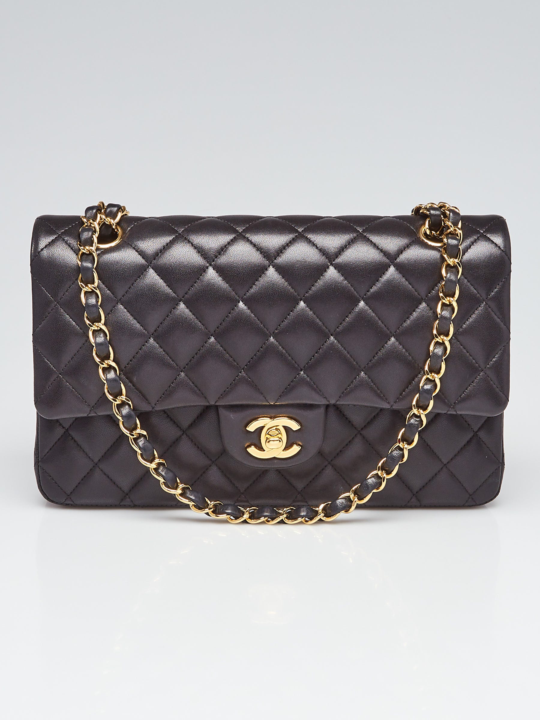Chanel Black Quilted Lambskin Leather Classic Medium Double Flap