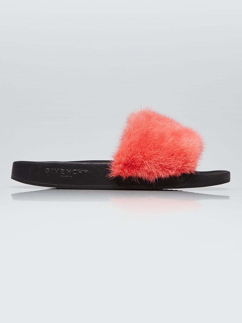 Givenchy fur best sale slide sandals