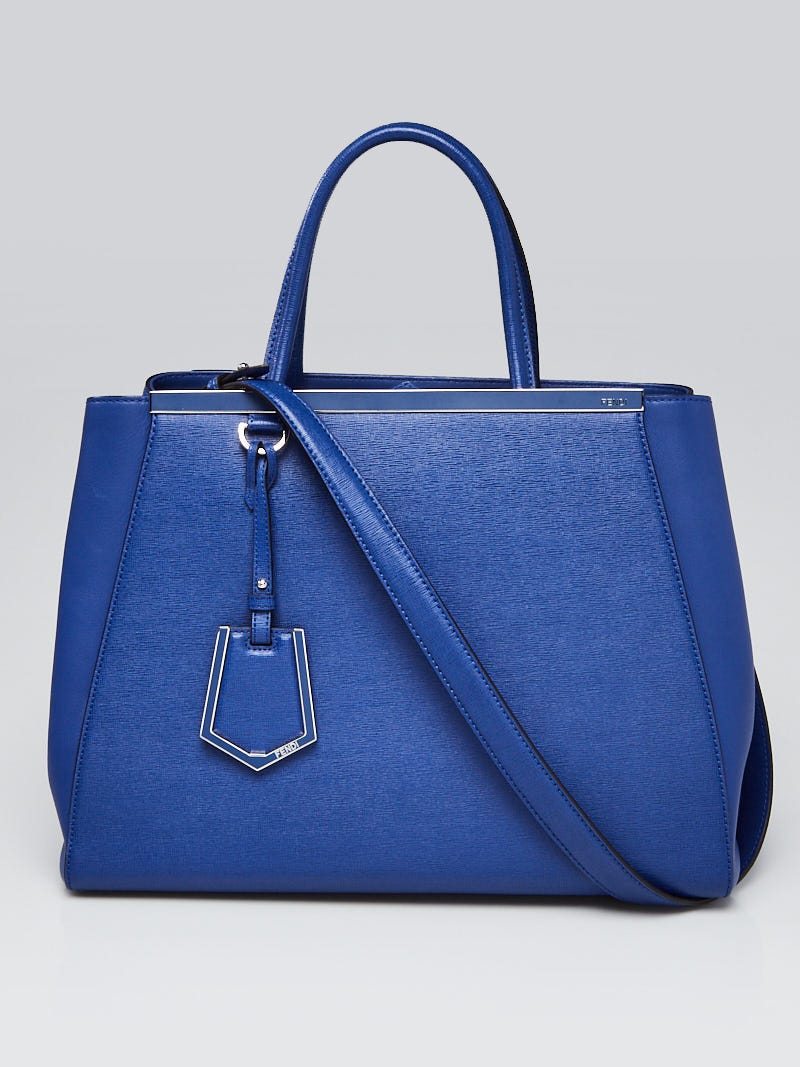 Fendi Blue Vitello Leather Medium 2Jours Elite Tote Bag 8Bh250 - Yoogi'S  Closet
