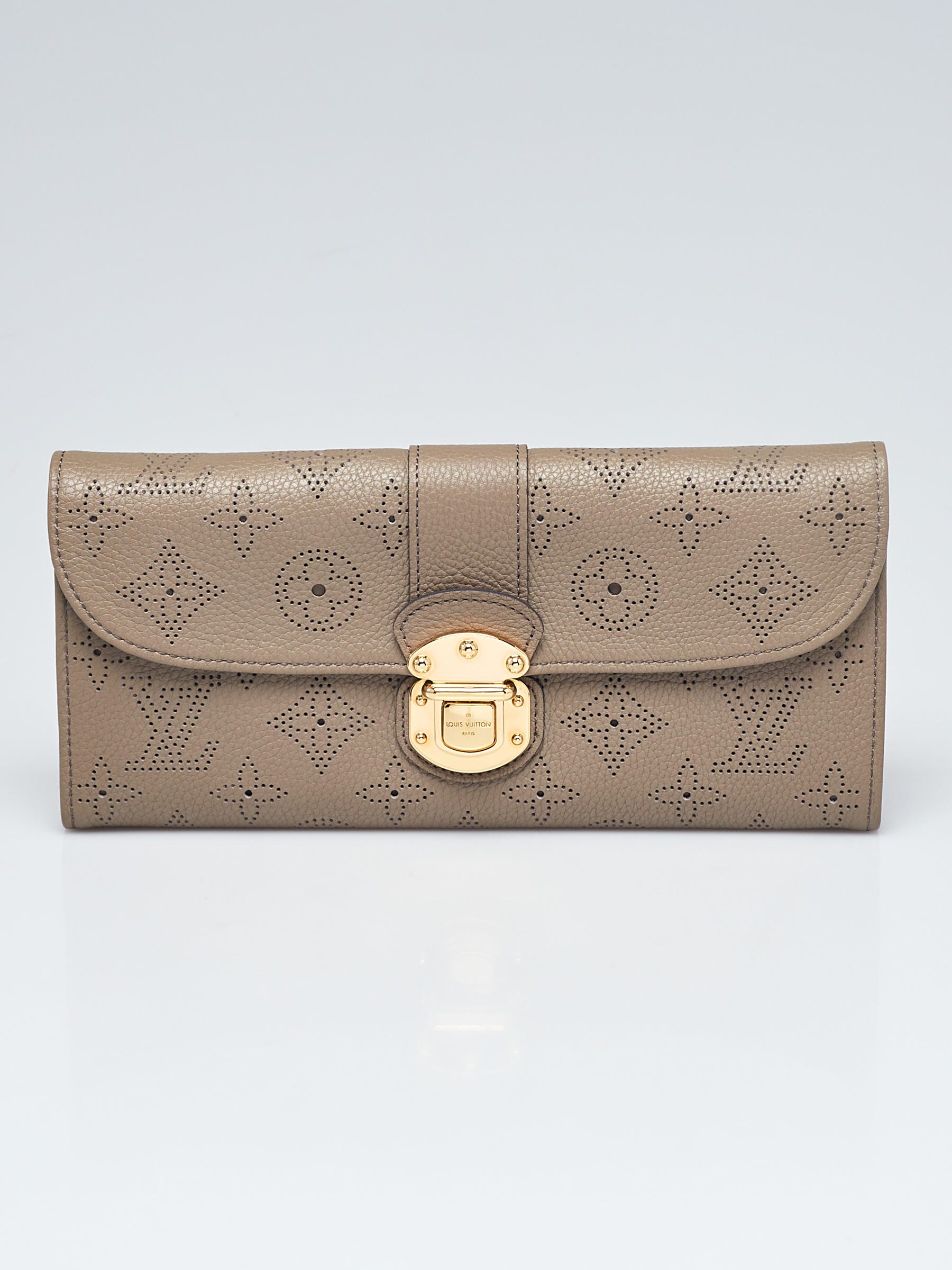 Louis Vuitton Taupe Monogram Mahina Leather Amelia Wallet - Yoogi's Closet