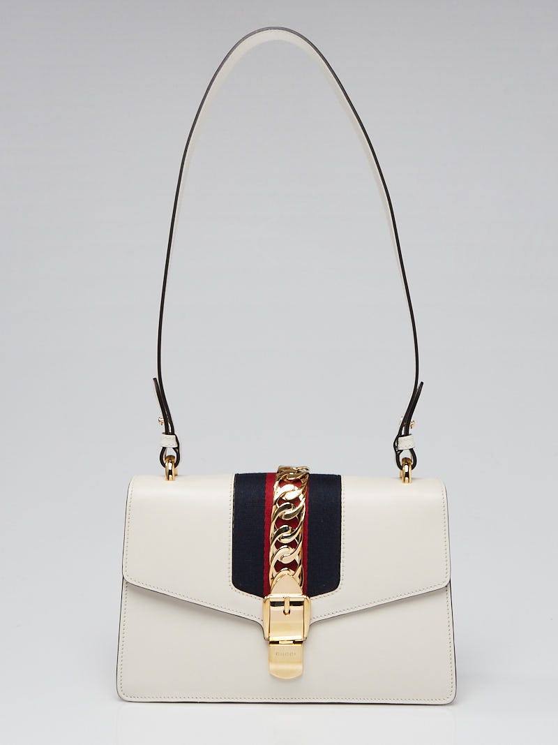Gucci White Smooth Calfskin Leather Small Sylvie Shoulder  display picture 2
