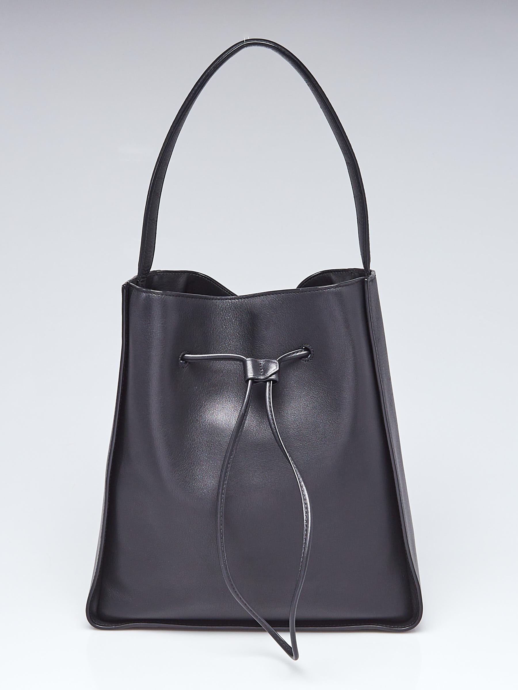 3.1 Phillip Lim Black Leather Soleil Large Bucket Drawstring Bag