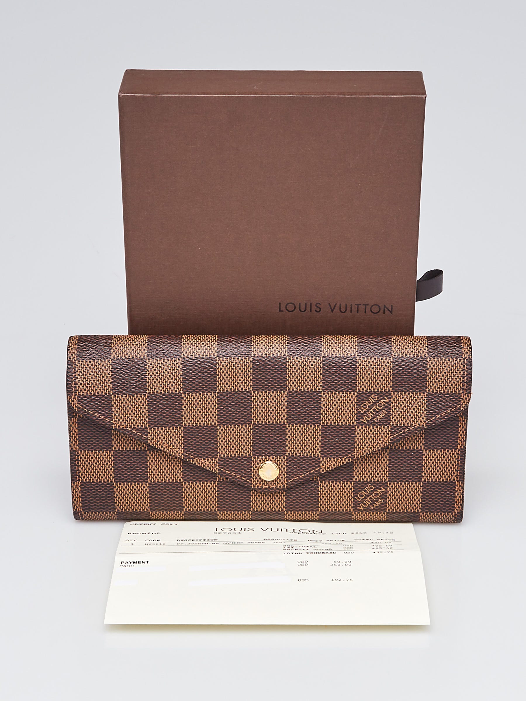 Louis Vuitton, Bags, New Louis Vuitton Damier Ebene Josephine Red Wallet  Original Receipt