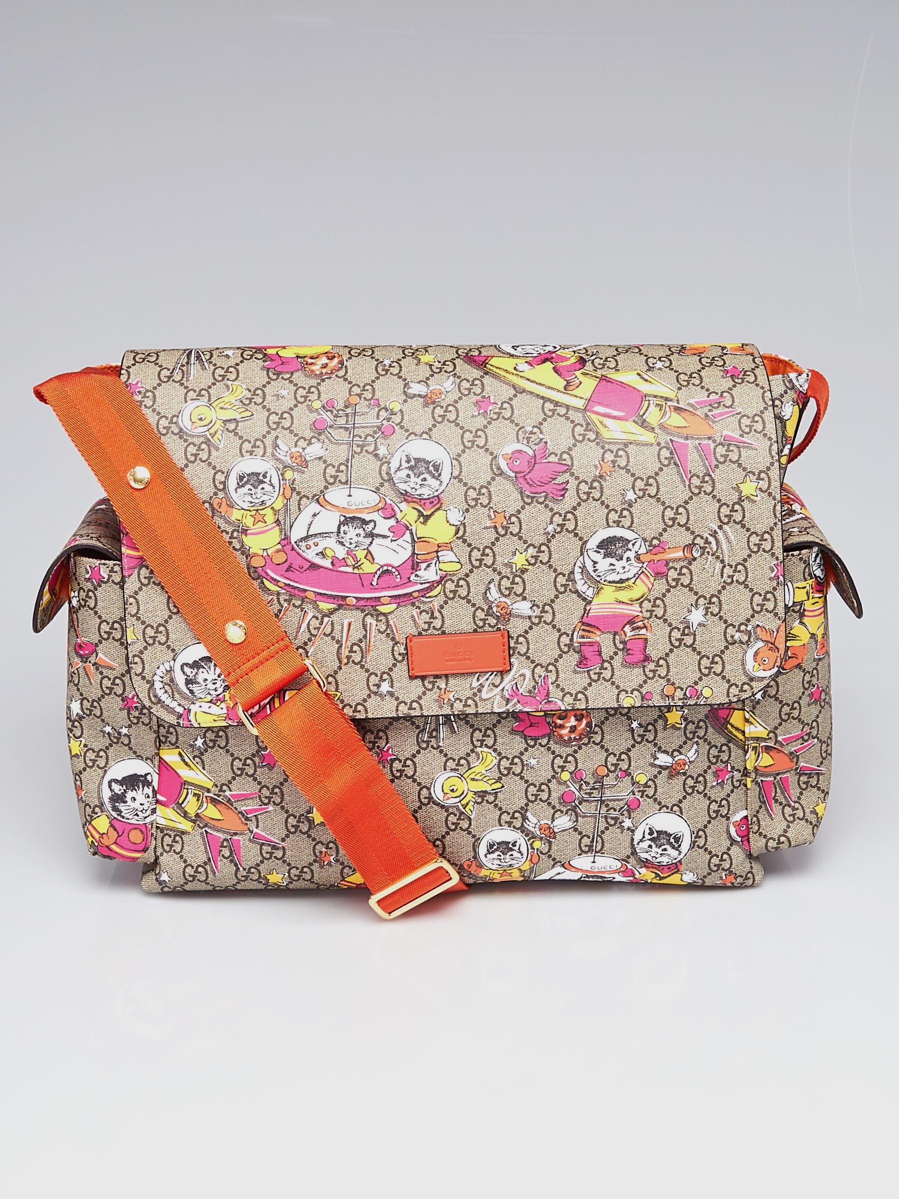 Gucci Beige\/Ebony GG Coated Canvas Space Cats Messenger Diaper Bag ...
