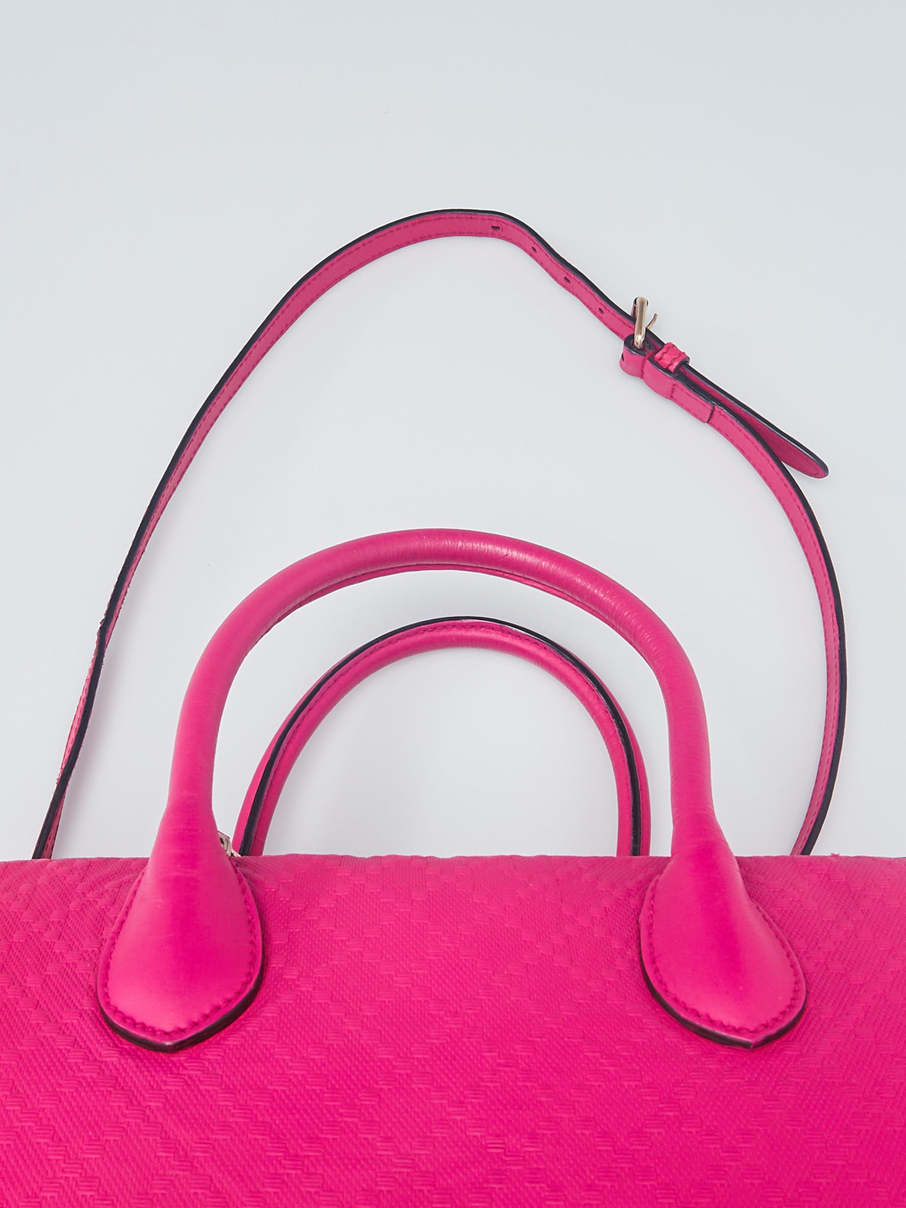 Gucci Pink Diamante Textured Leather Top Handle Satchel Bag