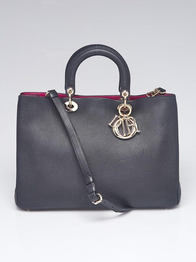 Christian Dior Black Pebbled Leather Large Diorissimo Tote Bag