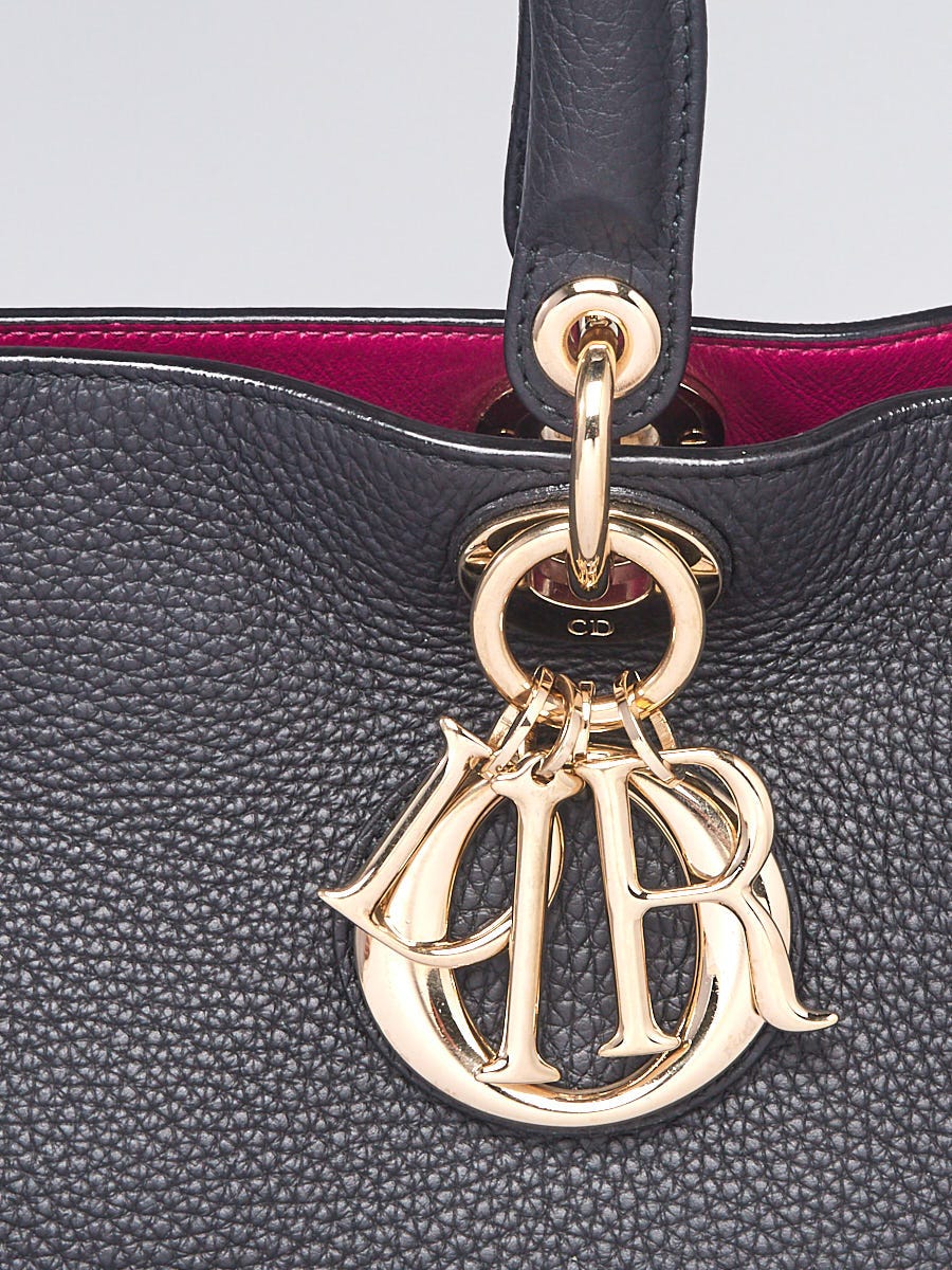 Christian Dior Black Pebbled Leather Large Diorissimo Tote Bag