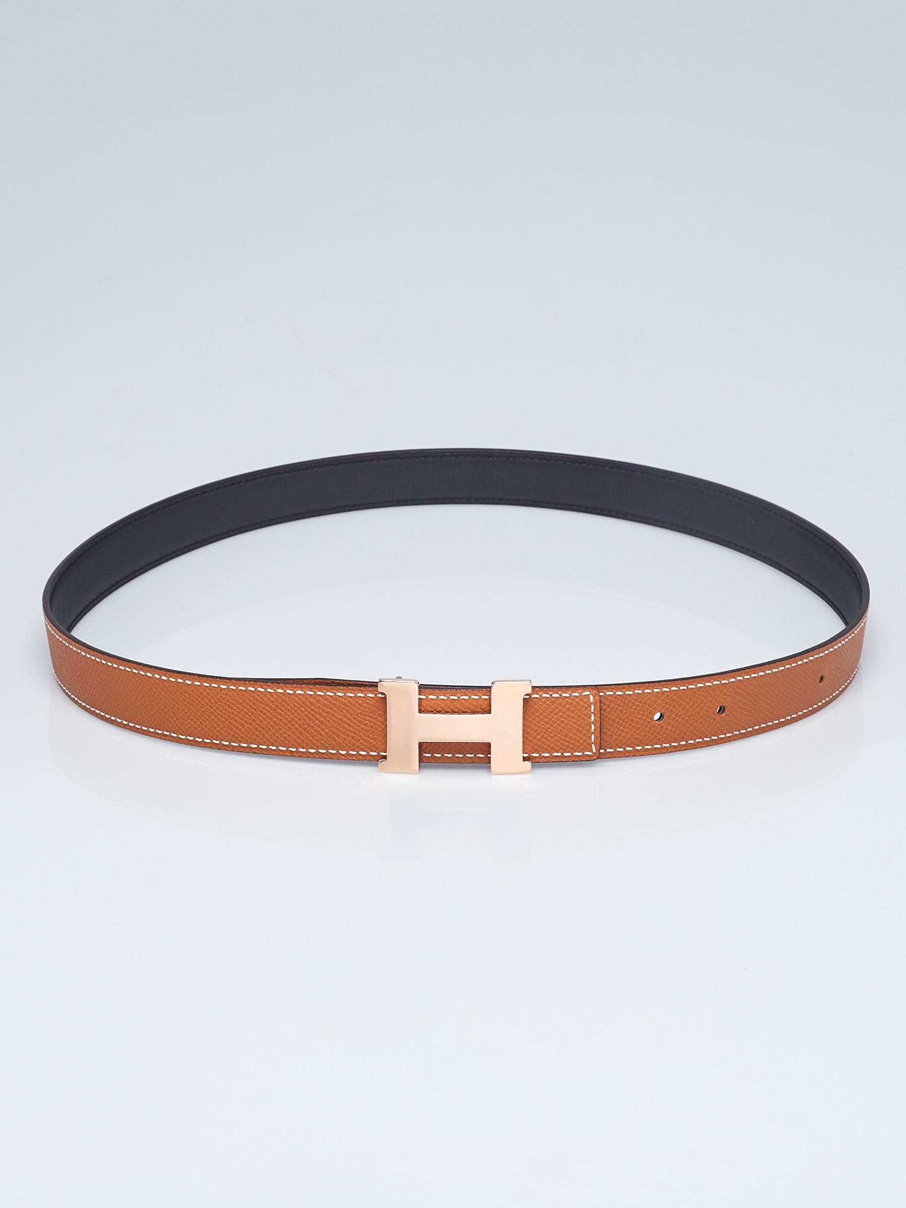 NEW Hermes 24MM Black/gold Swift Epsom Belt Rose Gold Buckle