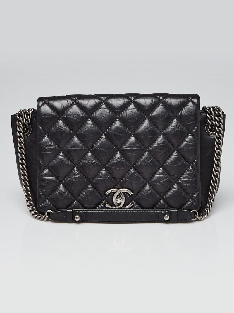 Chanel Black Quilted Calfskin Leather Accordion Flap Bag - Yoogi's