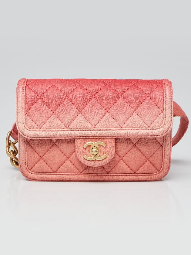 Chanel Coral Ombre Quilted Caviar Leather Sunset by the Sea Belt Bag