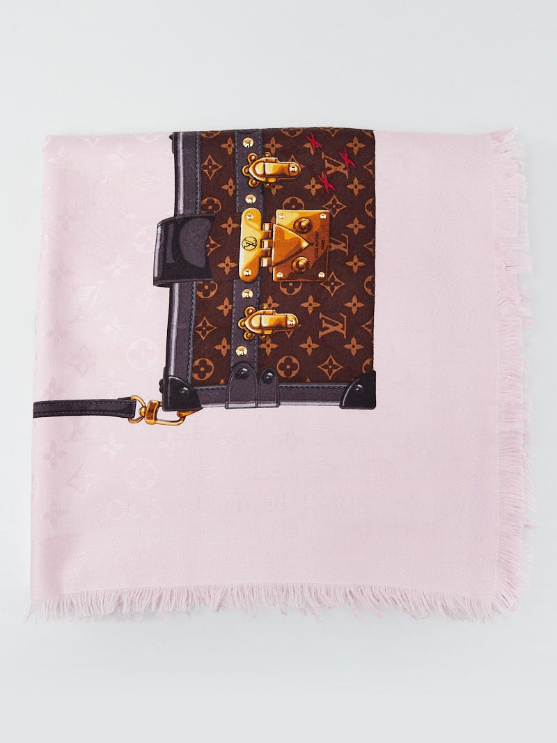 Louis Vuitton Pink Monogram Silk/Wool Shawl Scarf - Yoogi's Closet