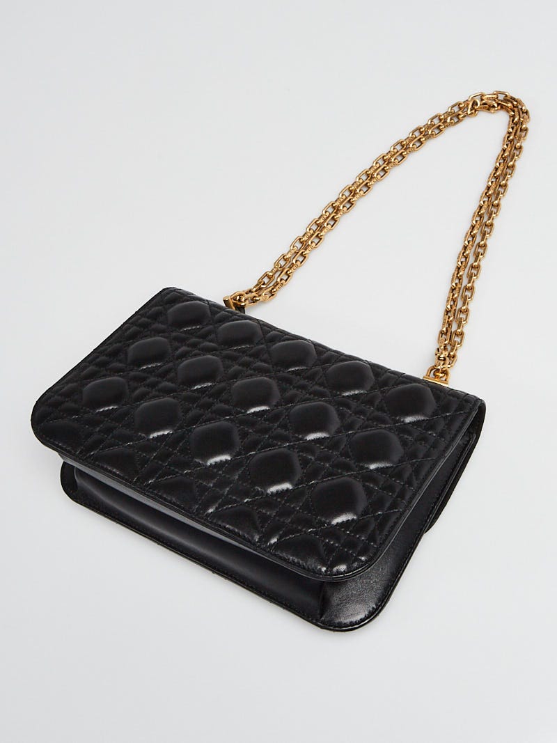 Christian Dior Black Cannage Quilted Lambskin Leather DiorAddict Medium Flap  Bag - Yoogi's Closet