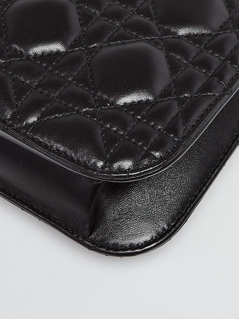 Christian Dior Black Cannage Quilted Lambskin Leather DiorAddict Medium Flap  Bag - Yoogi's Closet